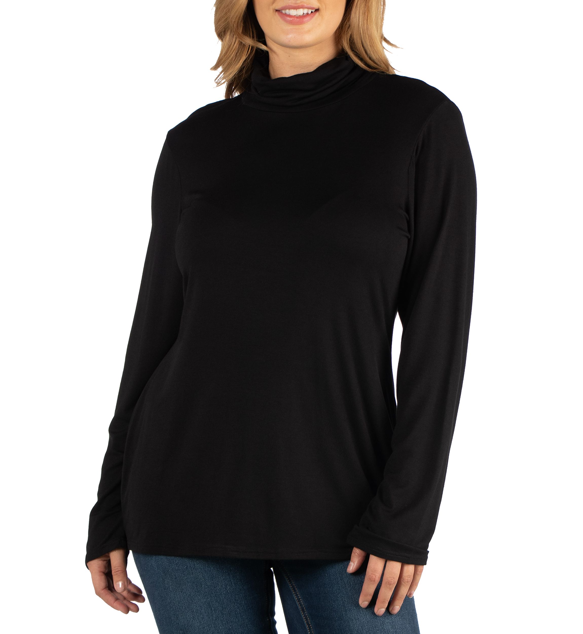 Plus Size Classic Long Sleeve Turtleneck Top