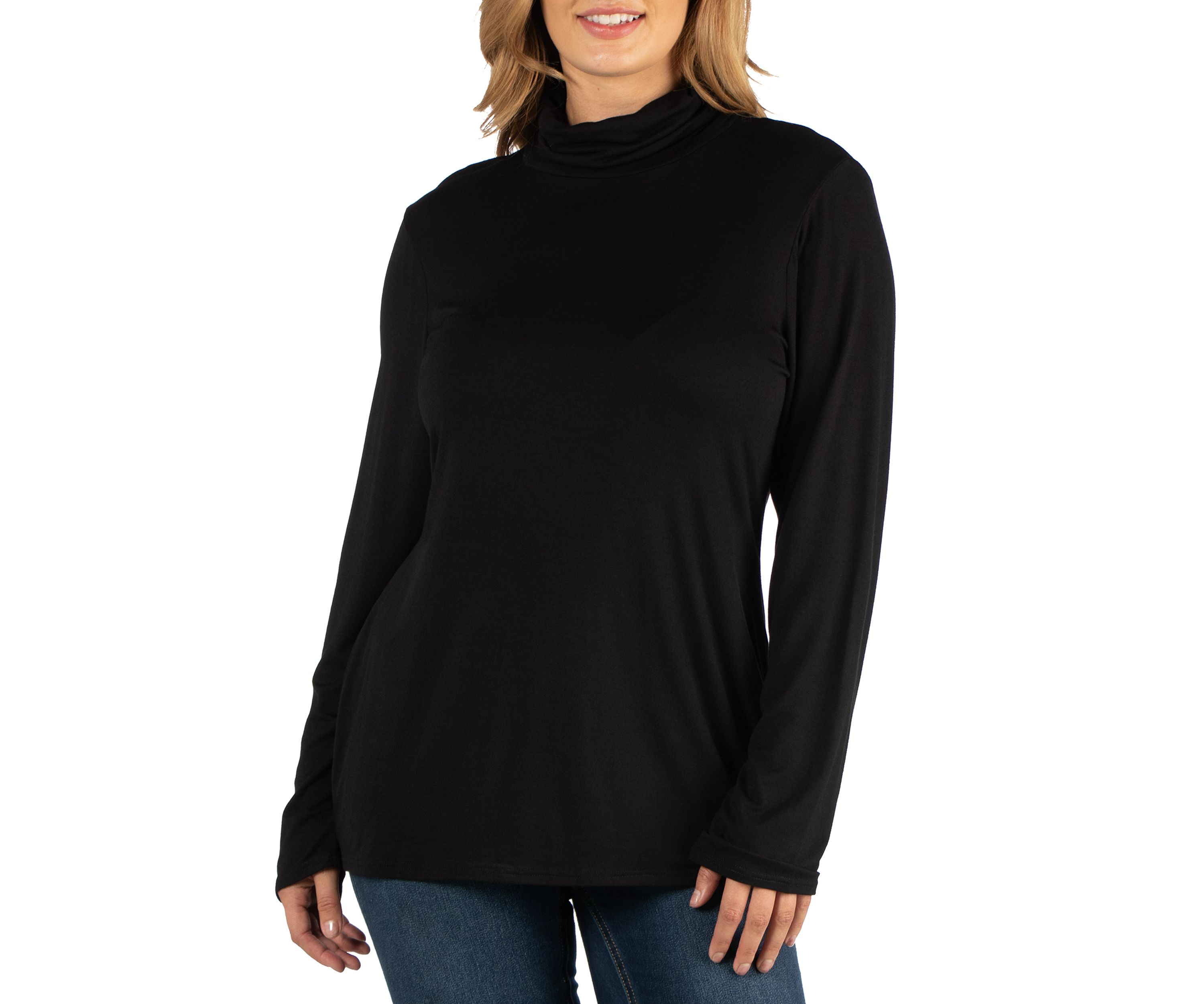Plus Size Classic Long Sleeve Turtleneck Top
