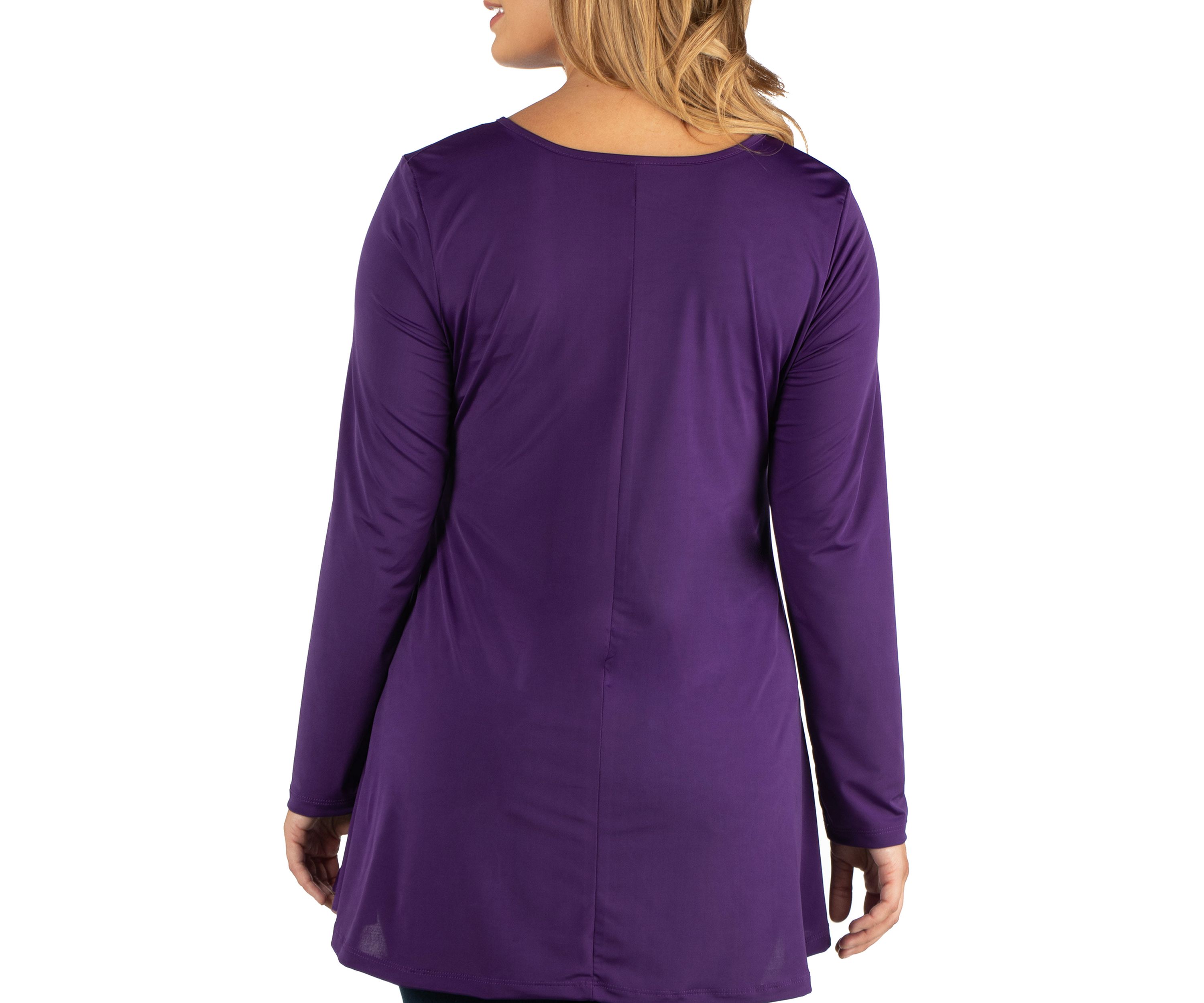 Plus Size Flared Long Sleeve Henley Tunic Top