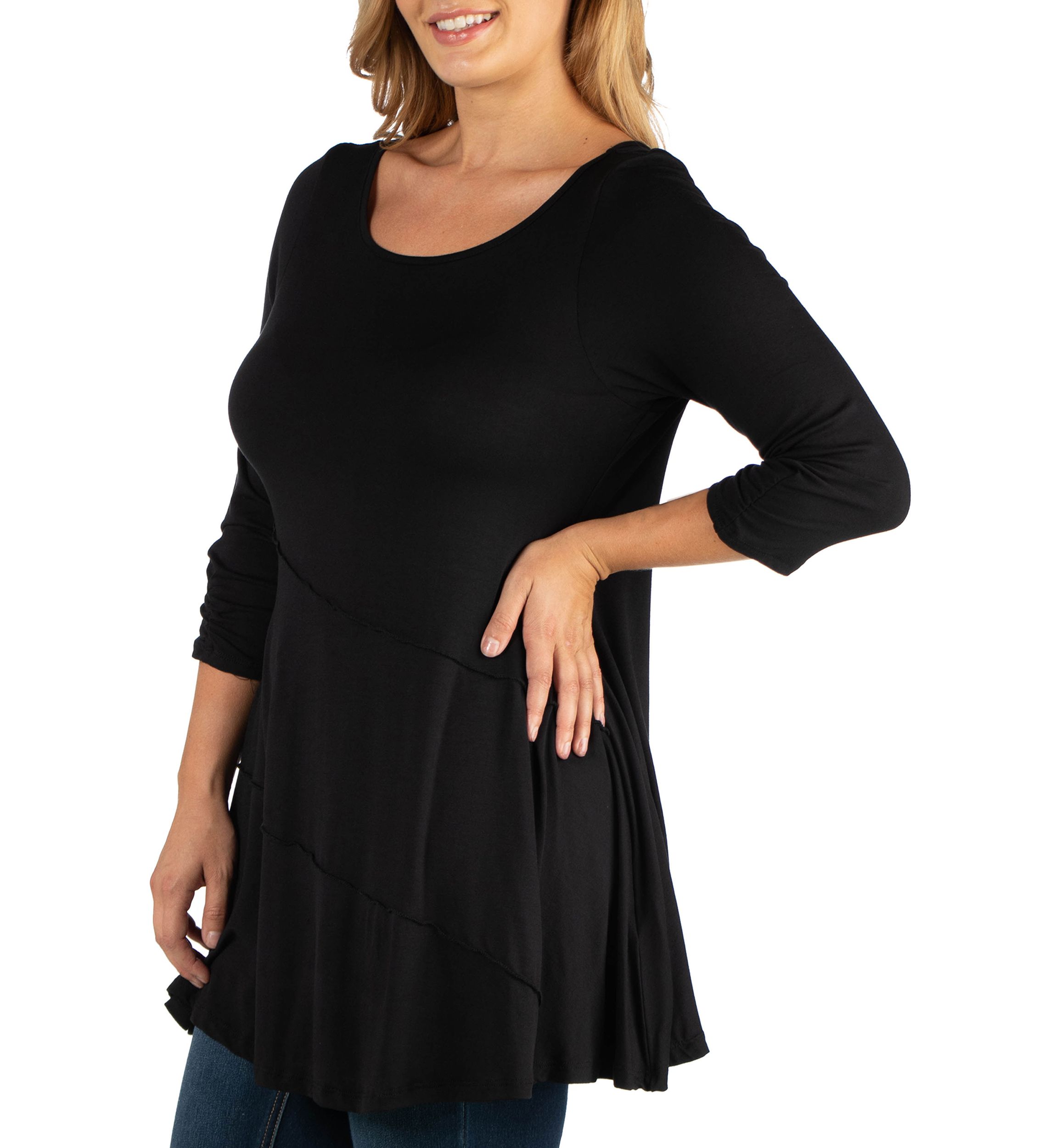 Plus Size Ruched Sleeve Swing Tunic Top