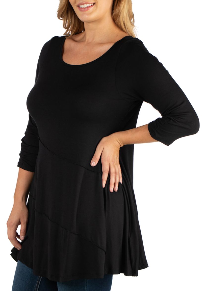 Plus Size Ruched Sleeve Swing Tunic Top