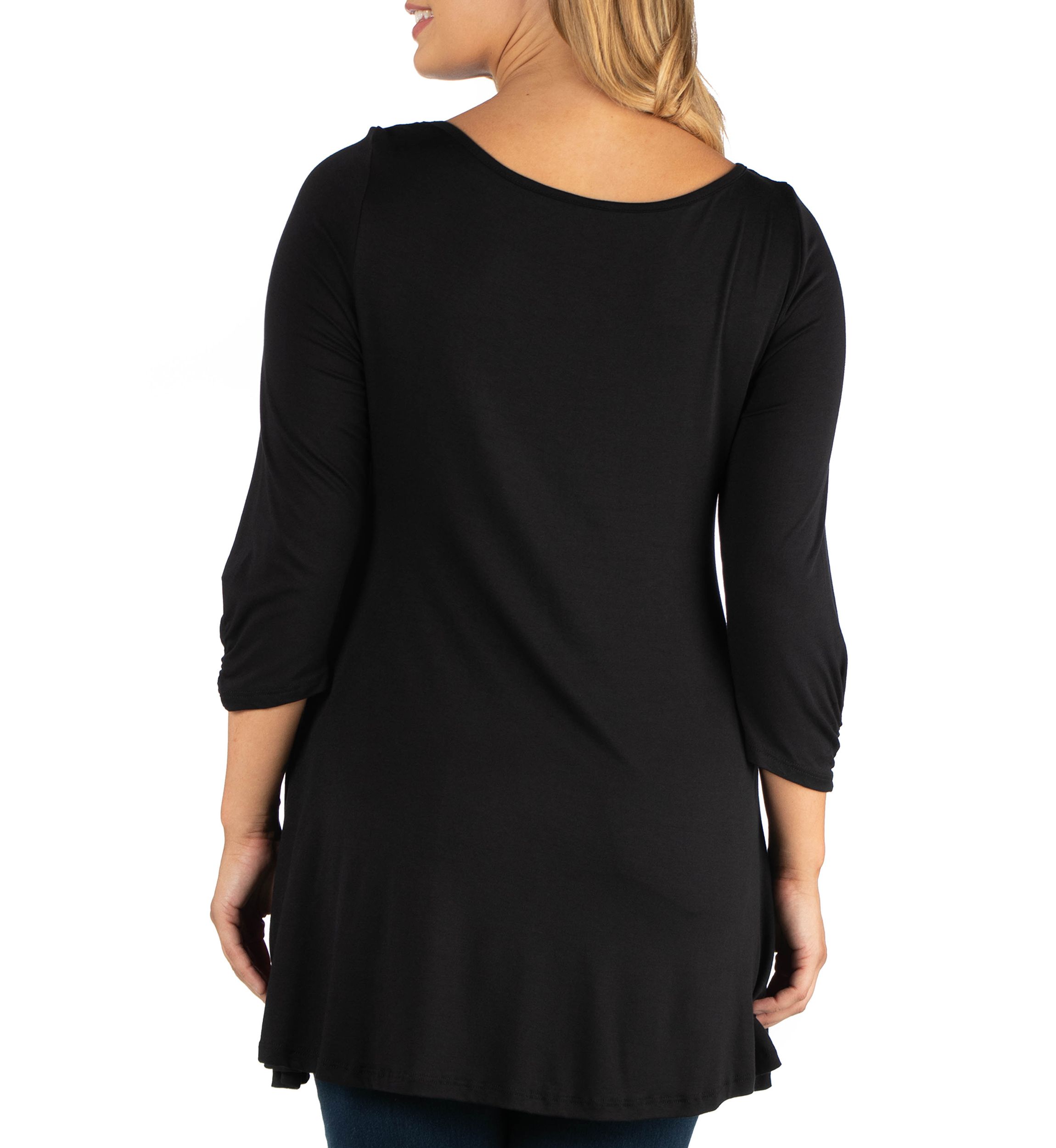 Plus Size Ruched Sleeve Swing Tunic Top