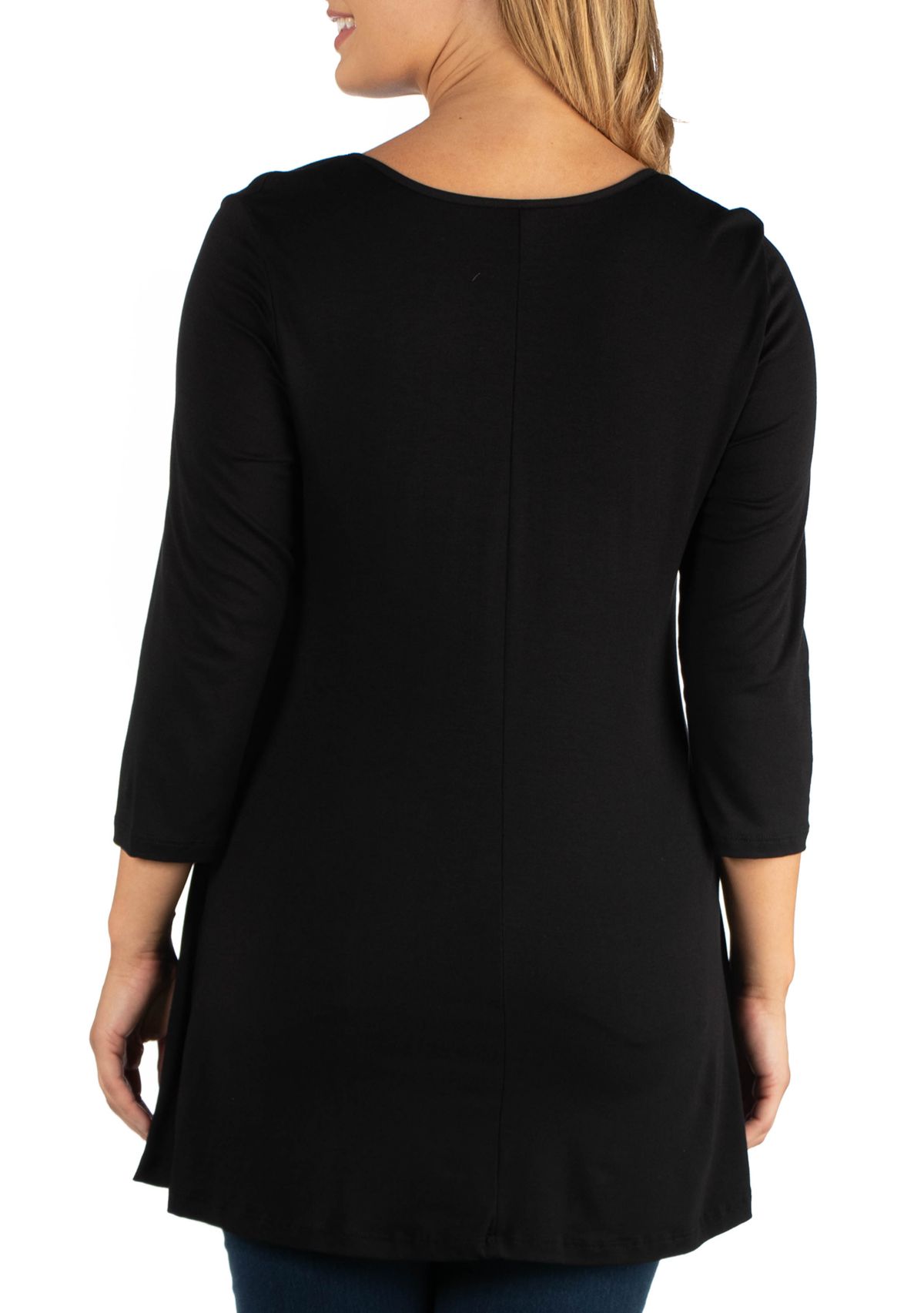Plus Size 3/4 Sleeve V-Neck Tunic Top