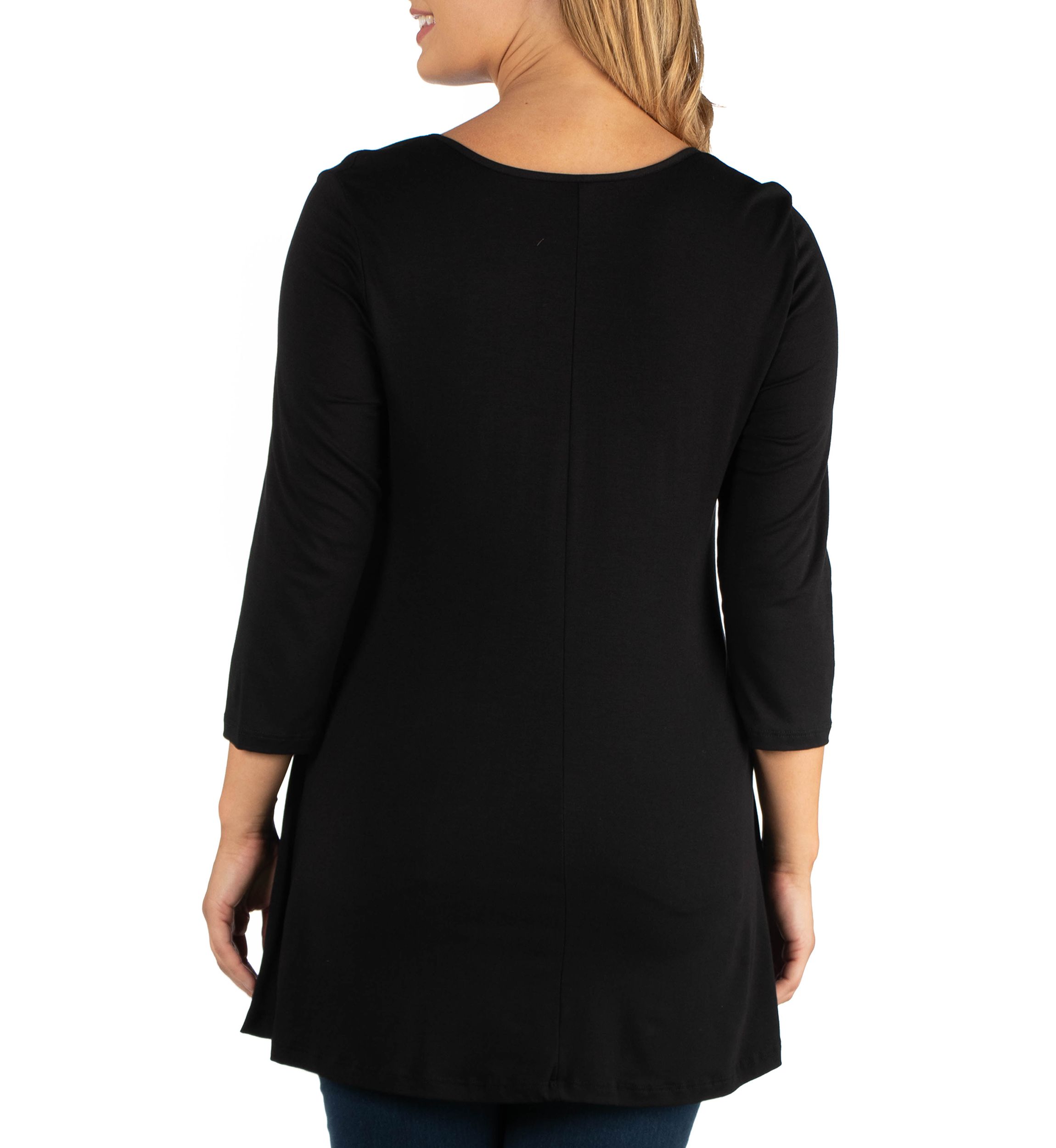 Plus Size 3/4 Sleeve V-Neck Tunic Top