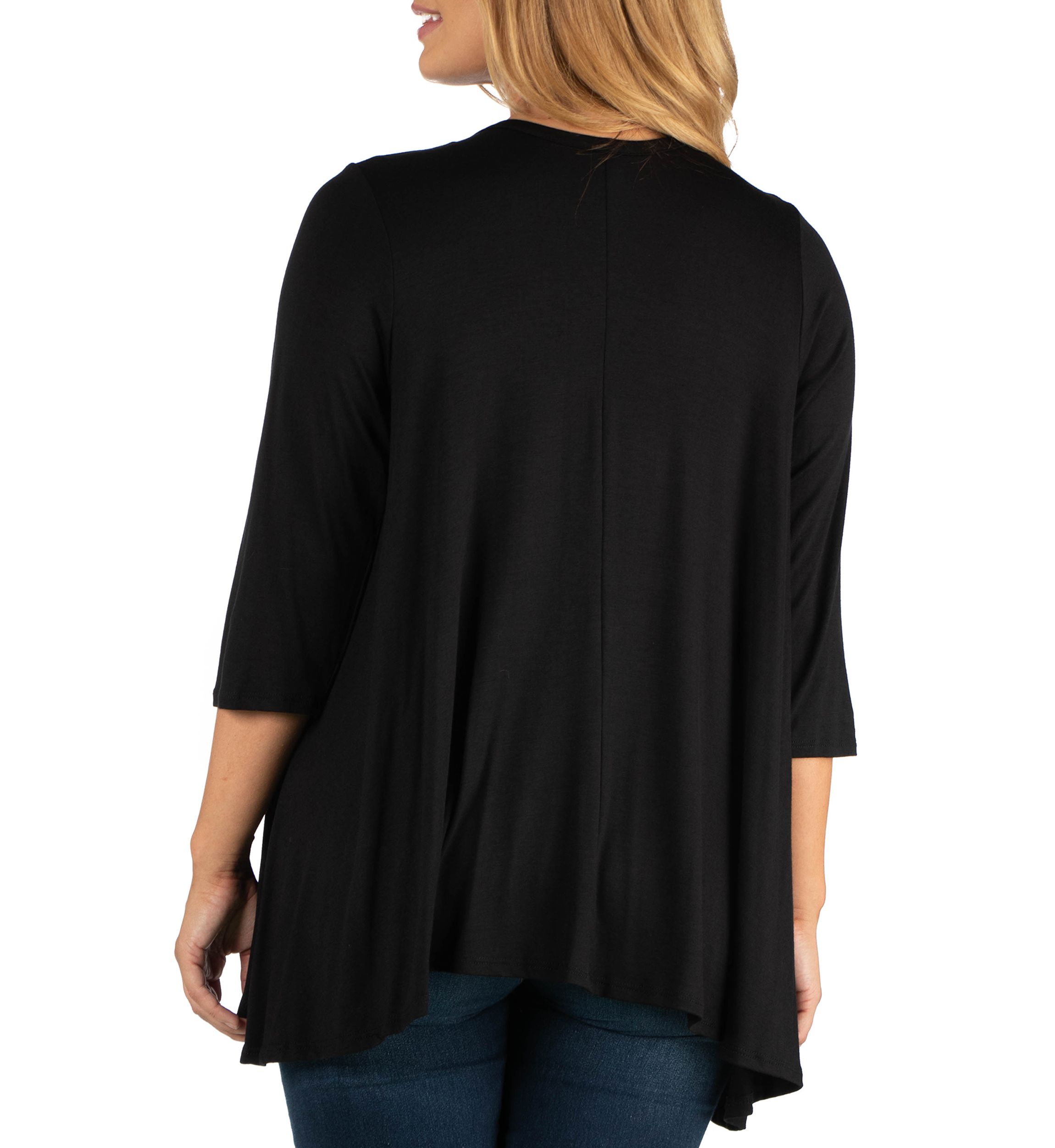 Plus Size Elbow Length Sleeve Open Cardigan