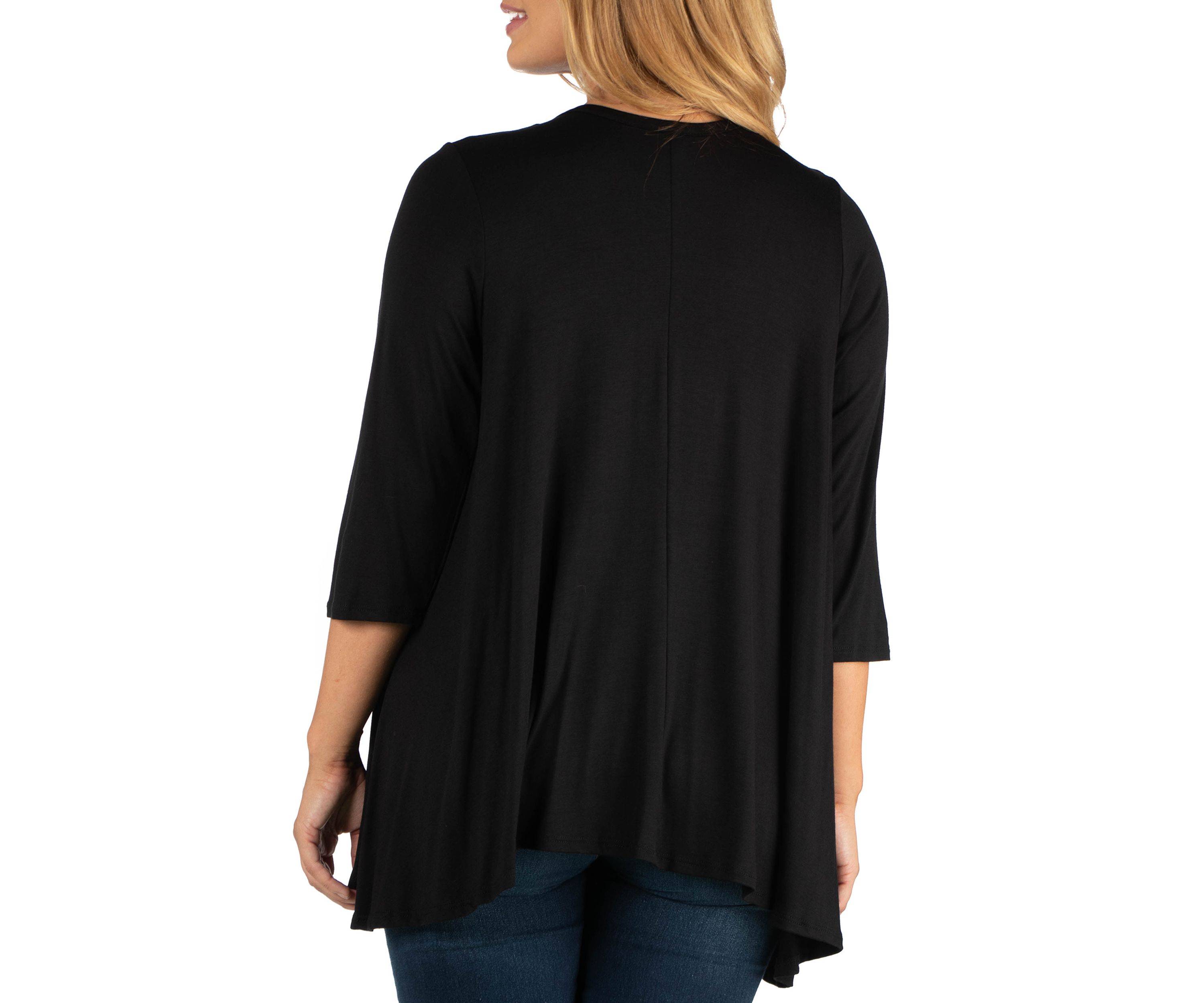 Plus Size Elbow Length Sleeve Open Cardigan