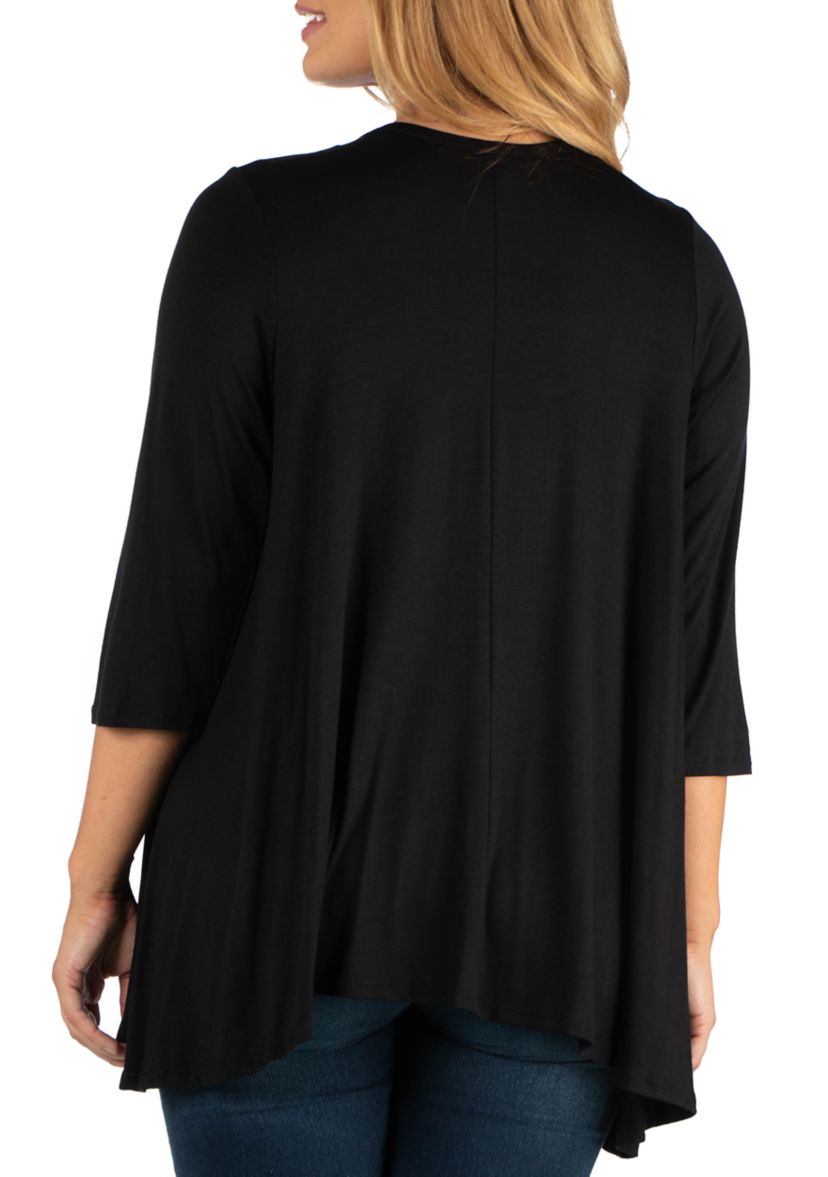 Plus Size Elbow Length Sleeve Open Cardigan
