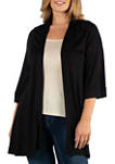  Plus Size Open Front Elbow Length Sleeve Cardigan
