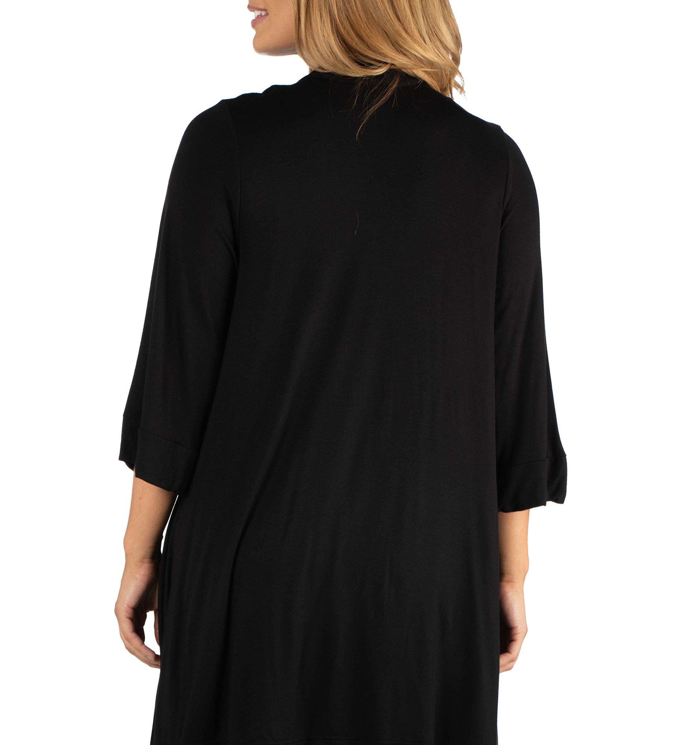  Plus Size Open Front Elbow Length Sleeve Cardigan