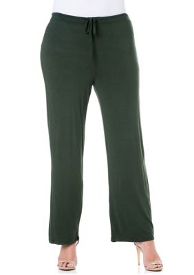 24seven Comfort Apparel Women's Plus Size Comfortable Drawstring Lounge Pants