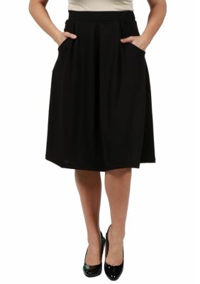 24seven Comfort Apparel Plus Size Classic Black Knee Length Skirt | belk