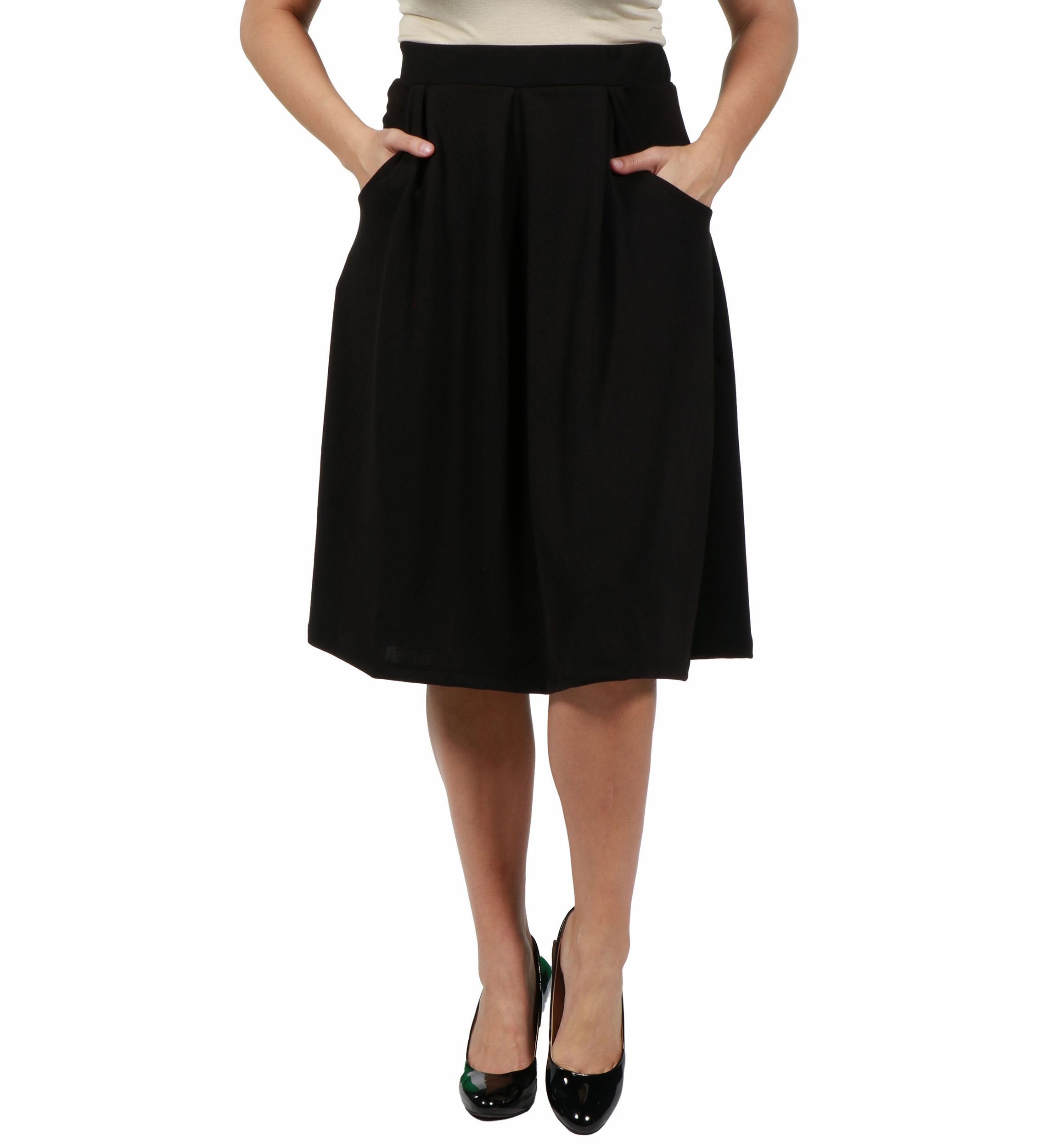 Plus Size Classic Black Knee Length Skirt