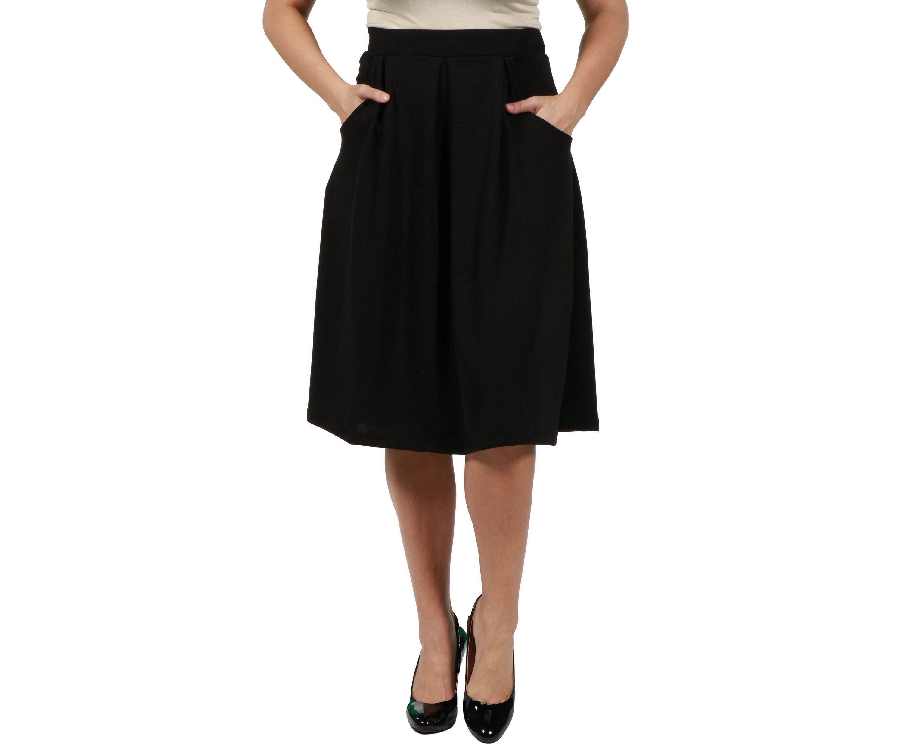 Plus Size Classic Black Knee Length Skirt