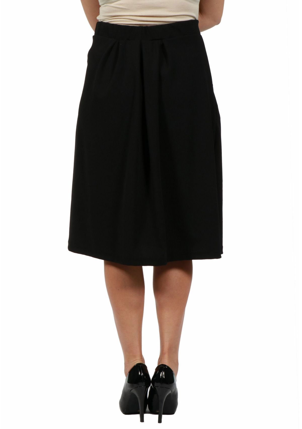 Plus Size Classic Black Knee Length Skirt