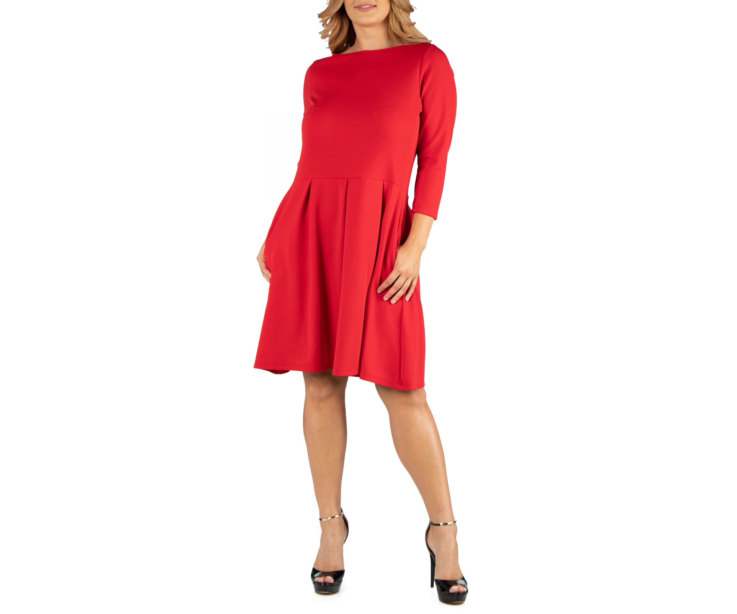 Plus Size Knee Length Fit and Flare Dress with Pockets