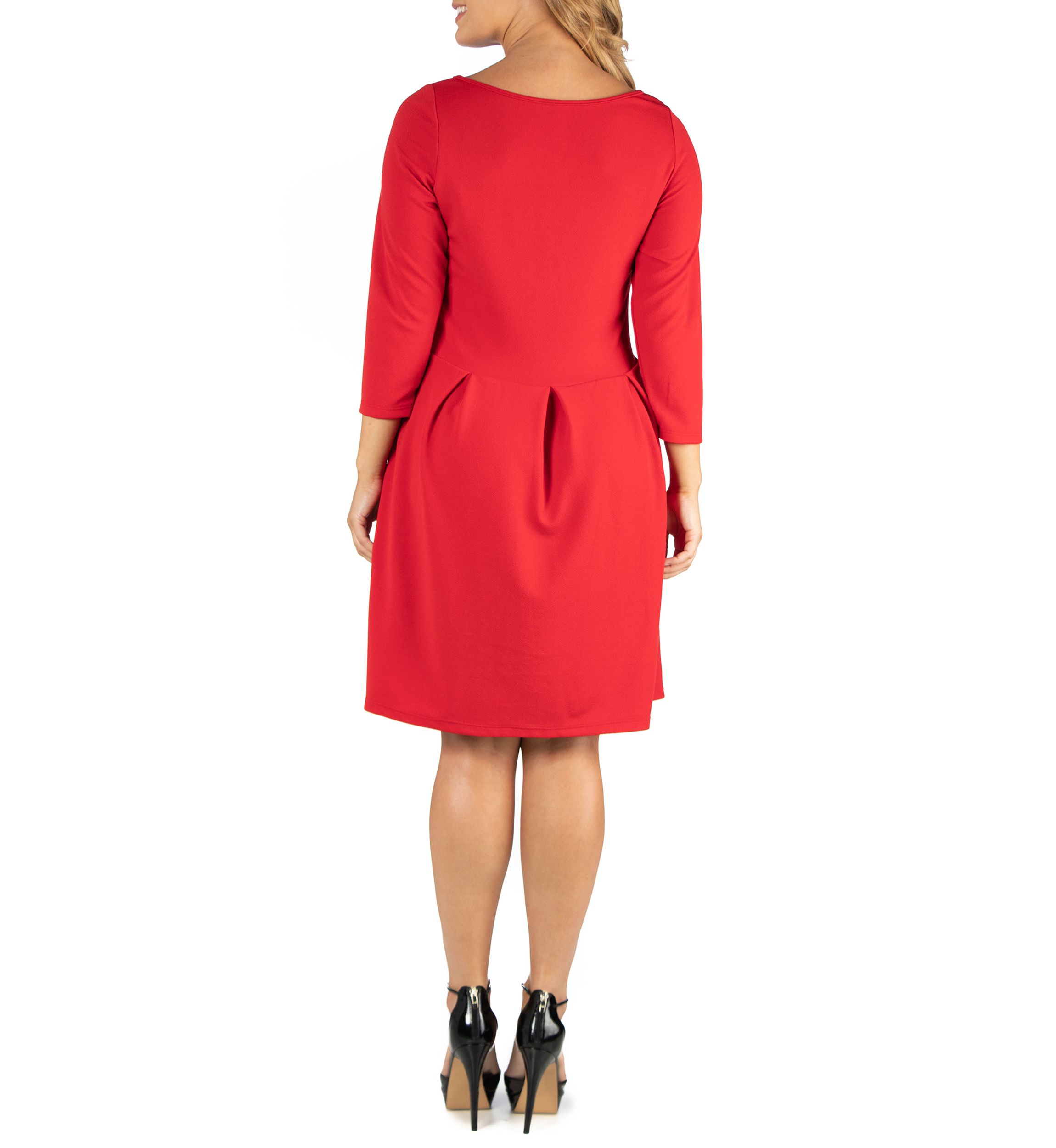 Plus Size Knee Length Fit and Flare Dress with Pockets