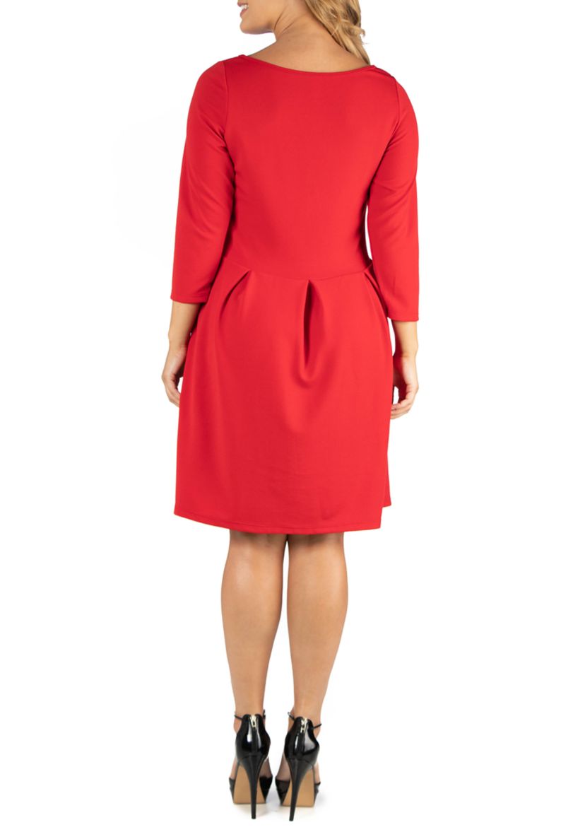 Plus Size Knee Length Fit and Flare Dress with Pockets