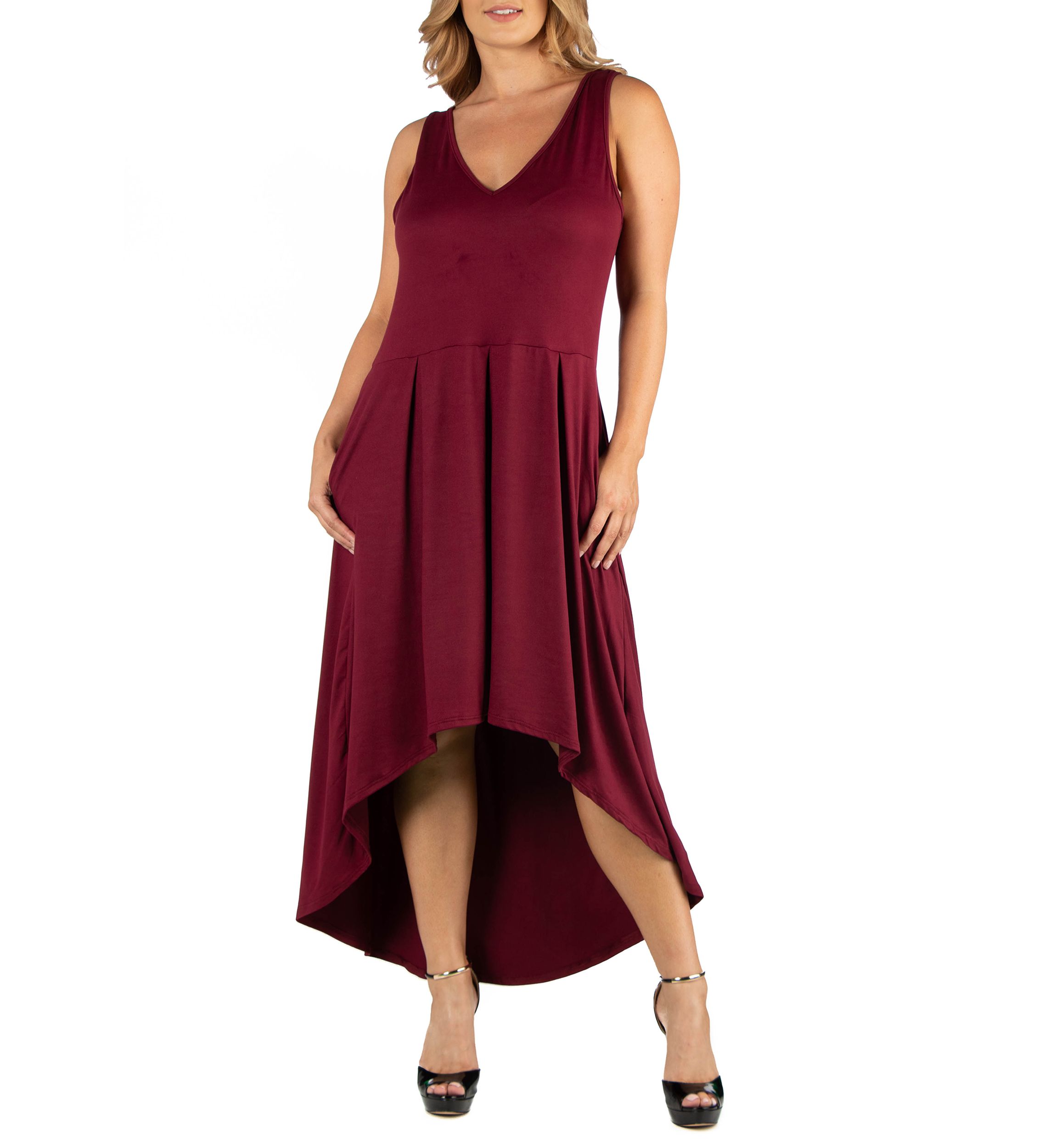 Plus Size Sleeveless Fit and Flare High Low Dress