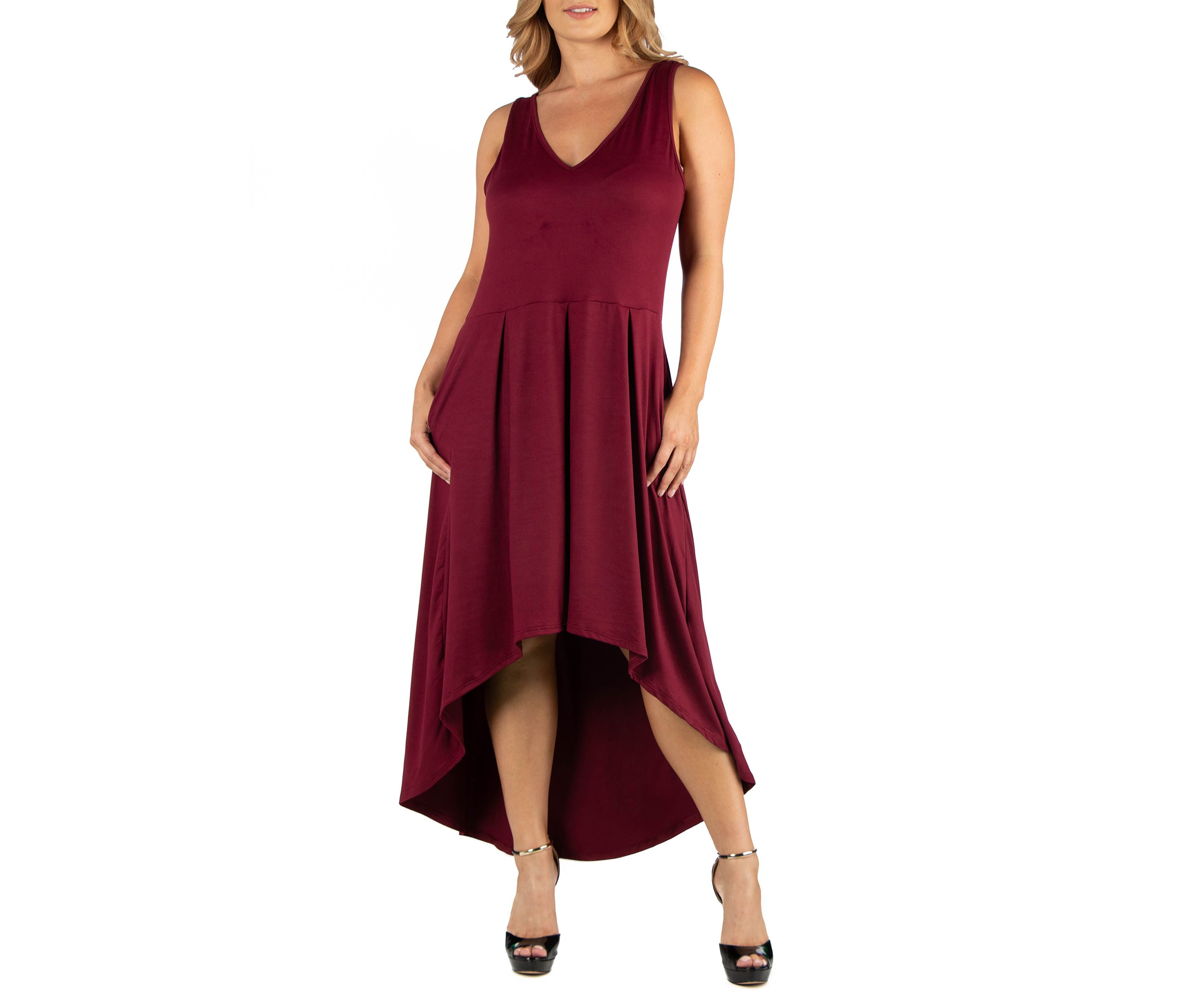 Plus Size Sleeveless Fit and Flare High Low Dress