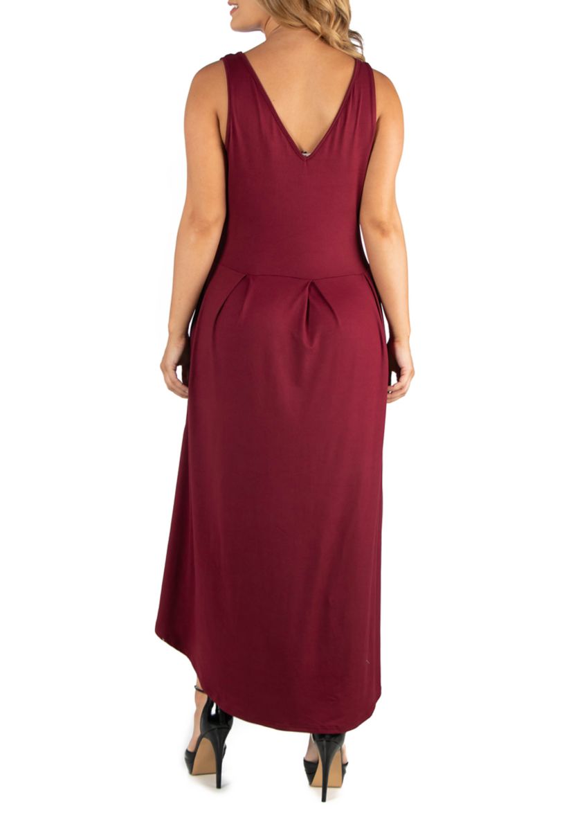 Plus Size Sleeveless Fit and Flare High Low Dress
