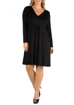 Plus V-Neck Long Sleeve Professional Dress