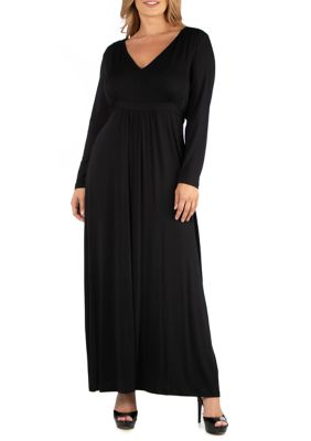 24seven Comfort Apparel Plus Size Semi Formal Long Sleeve Maxi Dress | belk