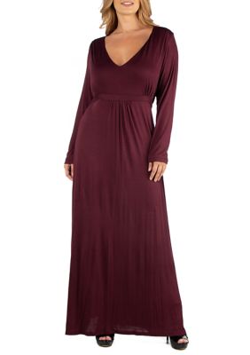 24seven Comfort Apparel Plus Size Semi Formal Long Sleeve Maxi