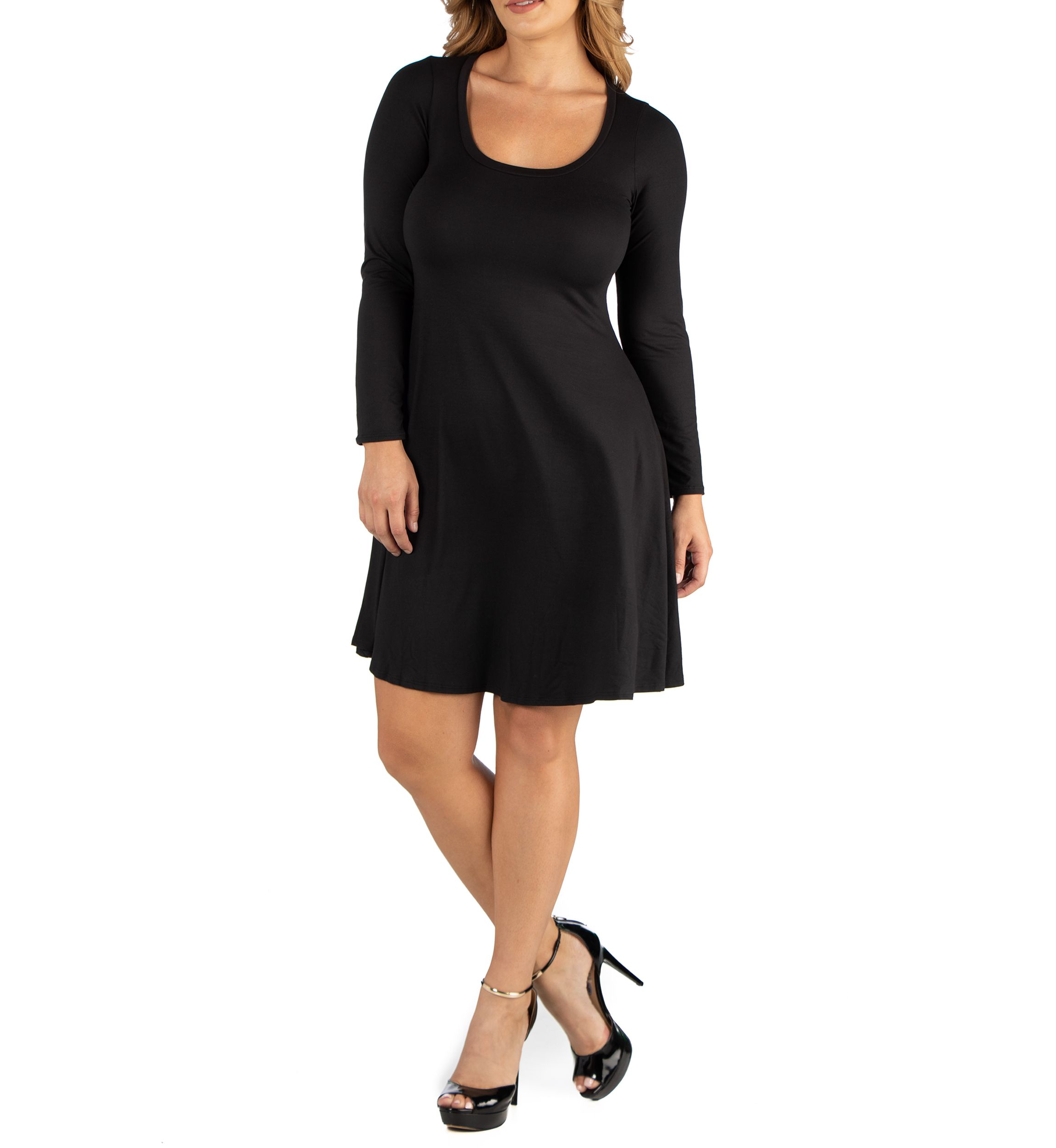 Plus Size Long Sleeve Flared T-Shirt Dress