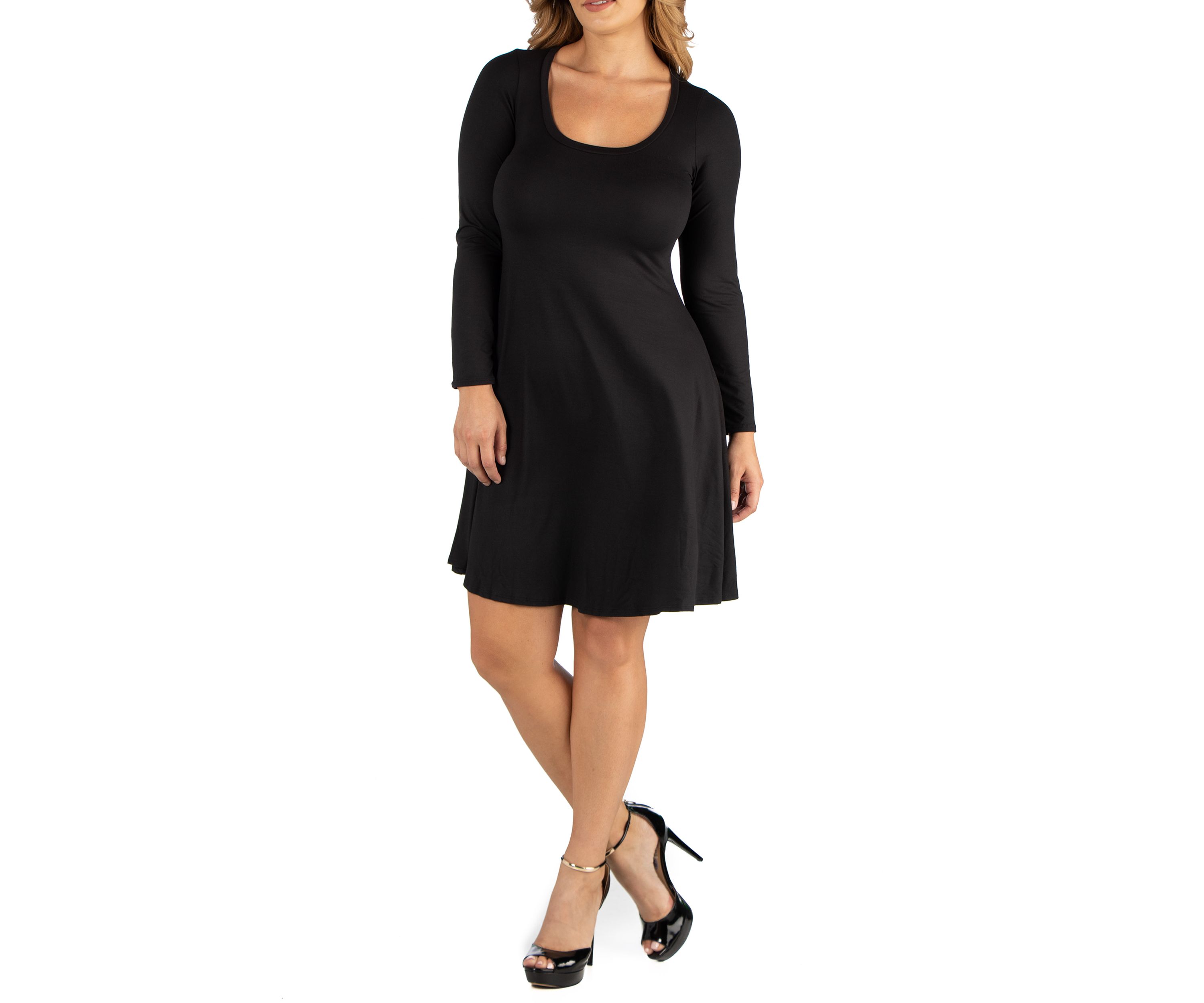 Plus Size Long Sleeve Flared T-Shirt Dress
