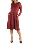 Plus Size Midi Length Fit and Flare Pocket Dress