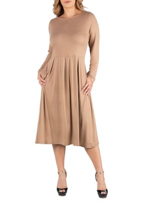 Plus Midi Length Fit and Flare Pocket Dress