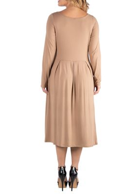 Plus Midi Length Fit and Flare Pocket Dress