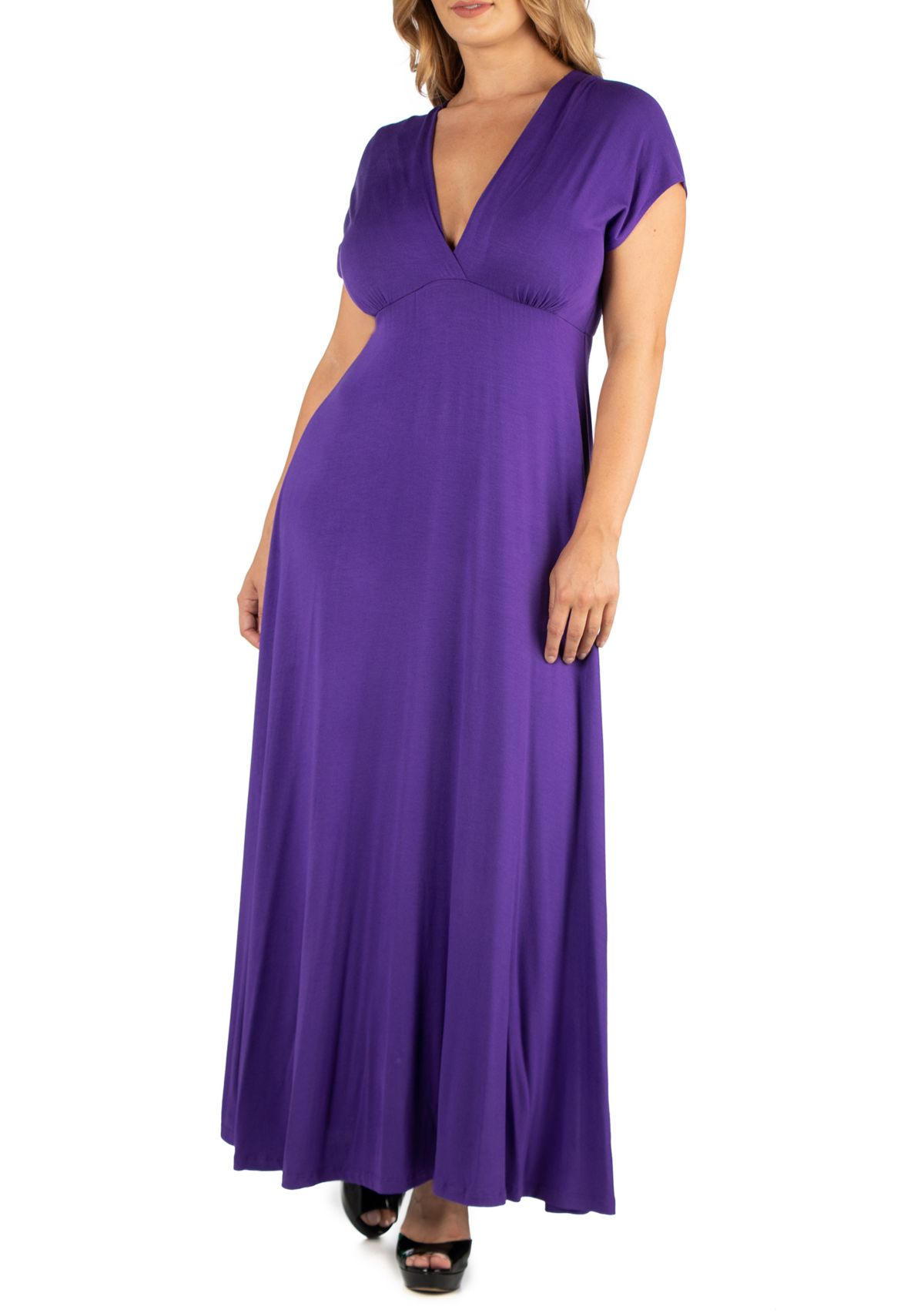 Plus Size Empire Waist V-Neck Maxi Dress