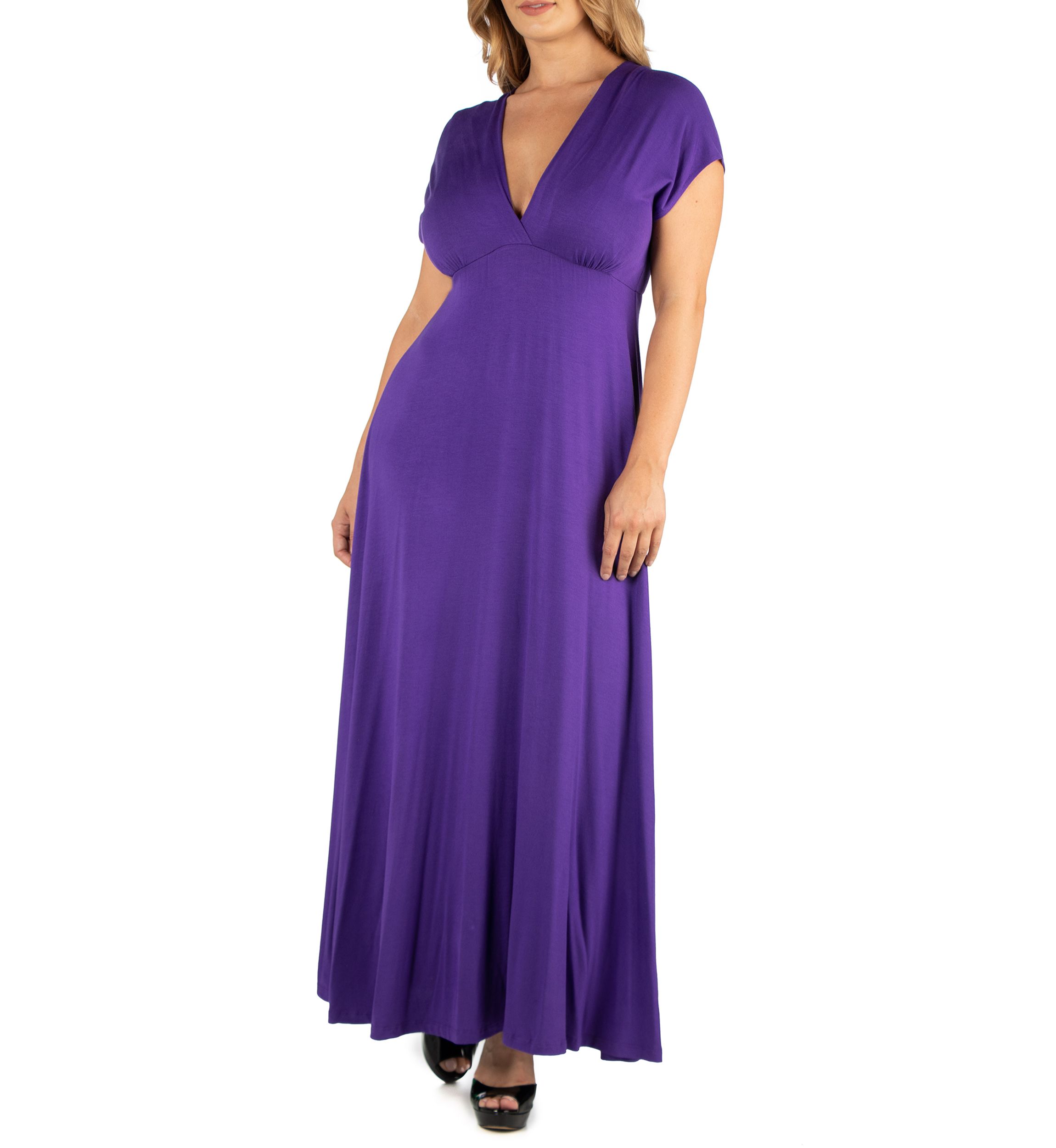 Plus Size Empire Waist V-Neck Maxi Dress