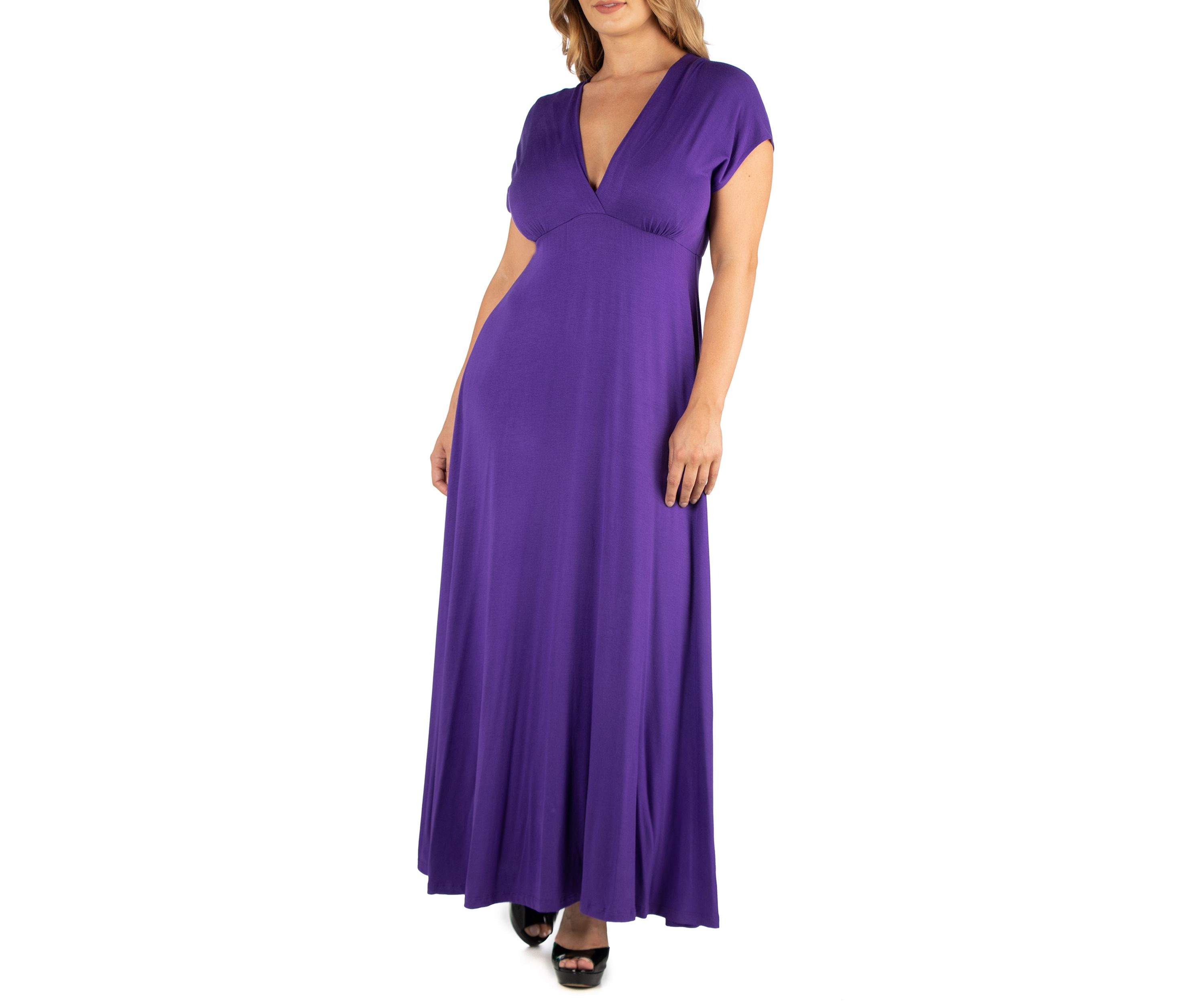 Plus Size Empire Waist V-Neck Maxi Dress
