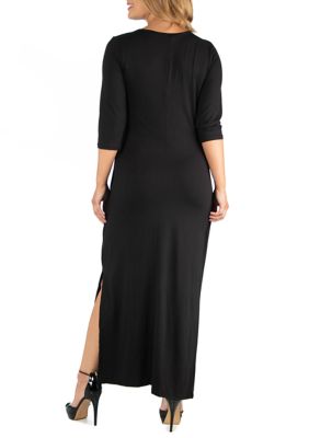 Plus Ankle Length Side Slit Formal Maxi Dress