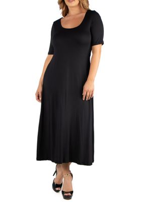 Plus Casual Elbow Sleeve Maxi Dress