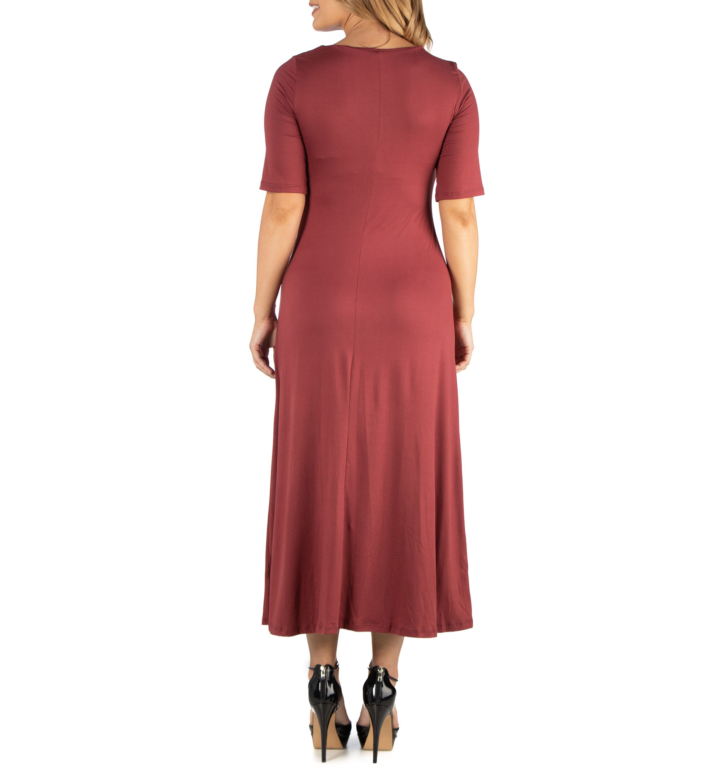 Plus Size Casual Elbow Sleeve Maxi Dress