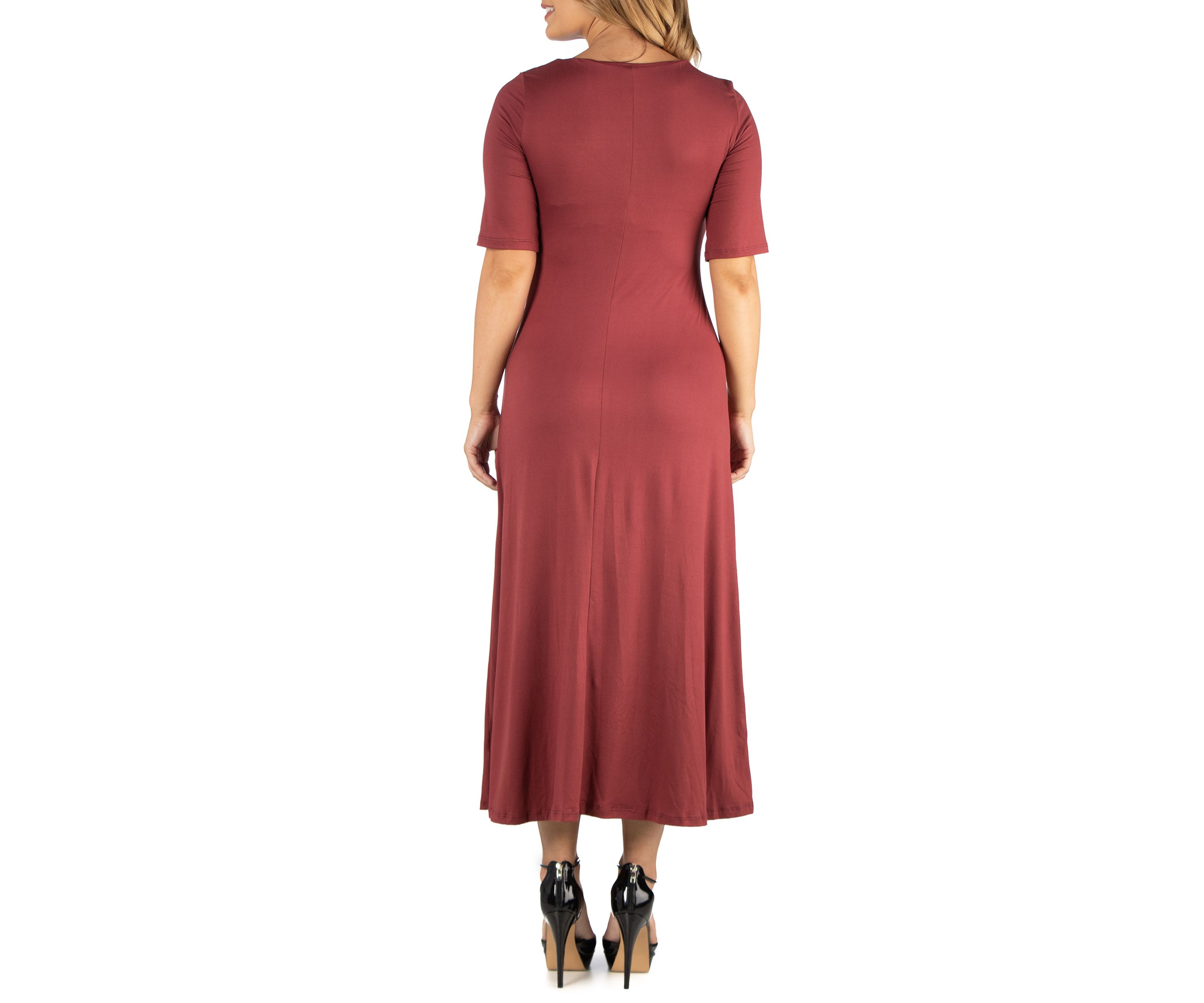 Plus Size Casual Elbow Sleeve Maxi Dress
