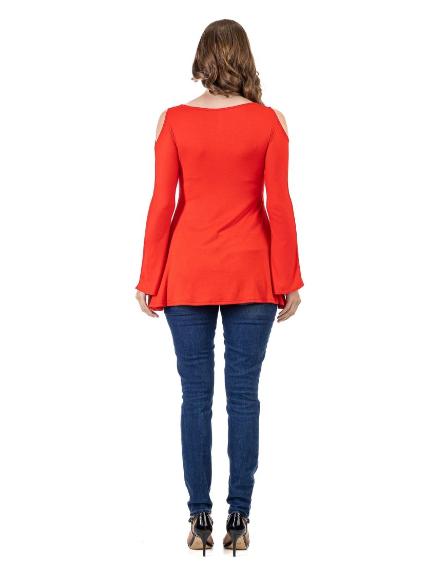 Criss Cross Cold Shoulder Long Sleeve Top