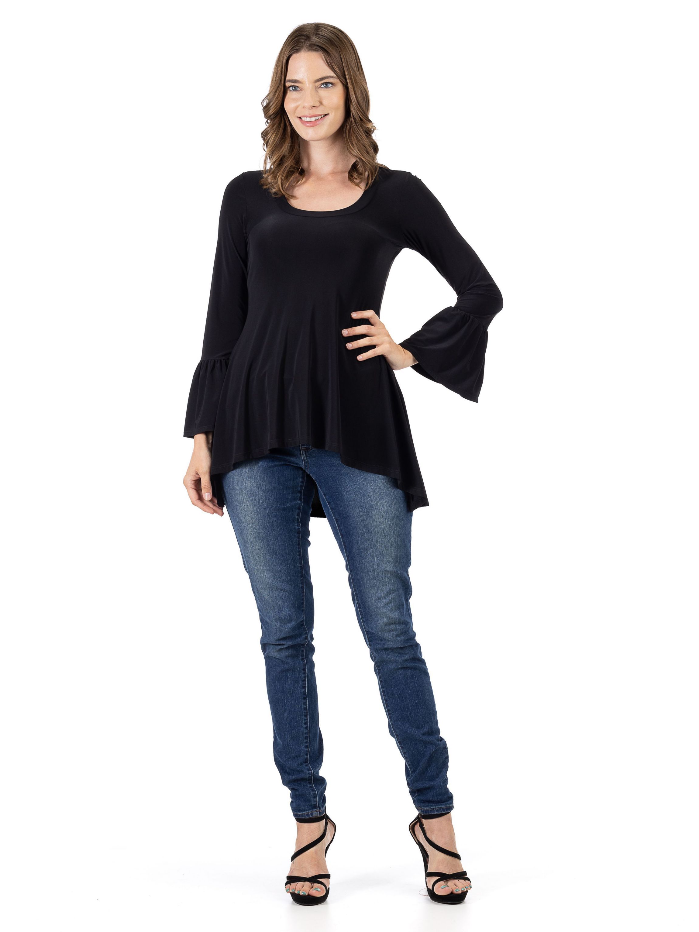 Long Bell Sleeve High Low Tunic Top