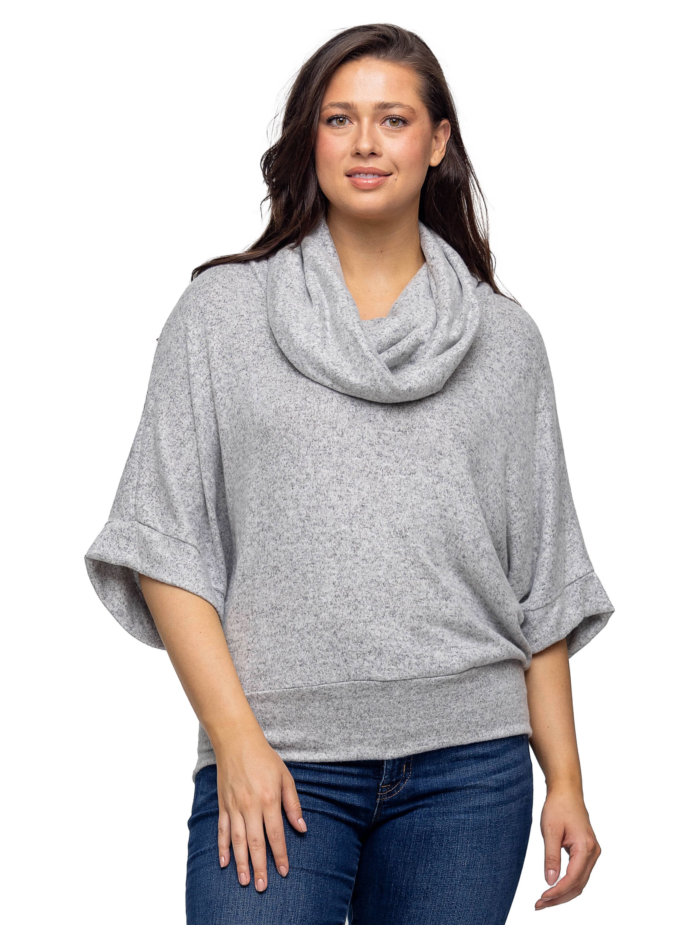 Womens Cowl Neck Dolman Sleeve Sweater Top