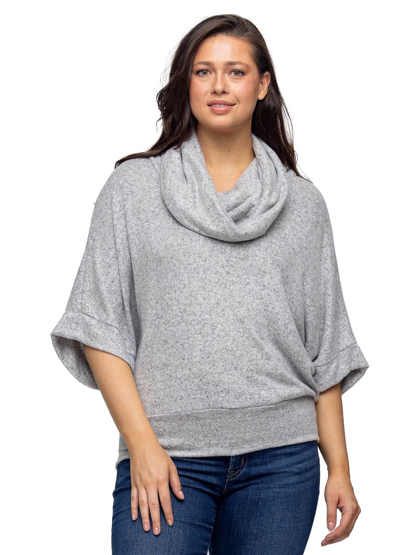 Womens Cowl Neck Dolman Sleeve Sweater Top