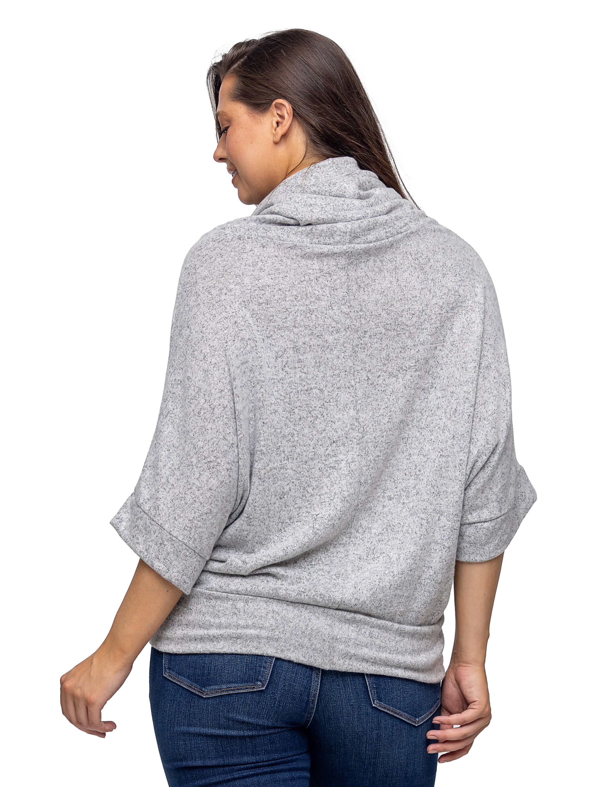 Womens Cowl Neck Dolman Sleeve Sweater Top