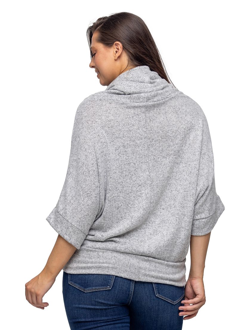 Womens Cowl Neck Dolman Sleeve Sweater Top