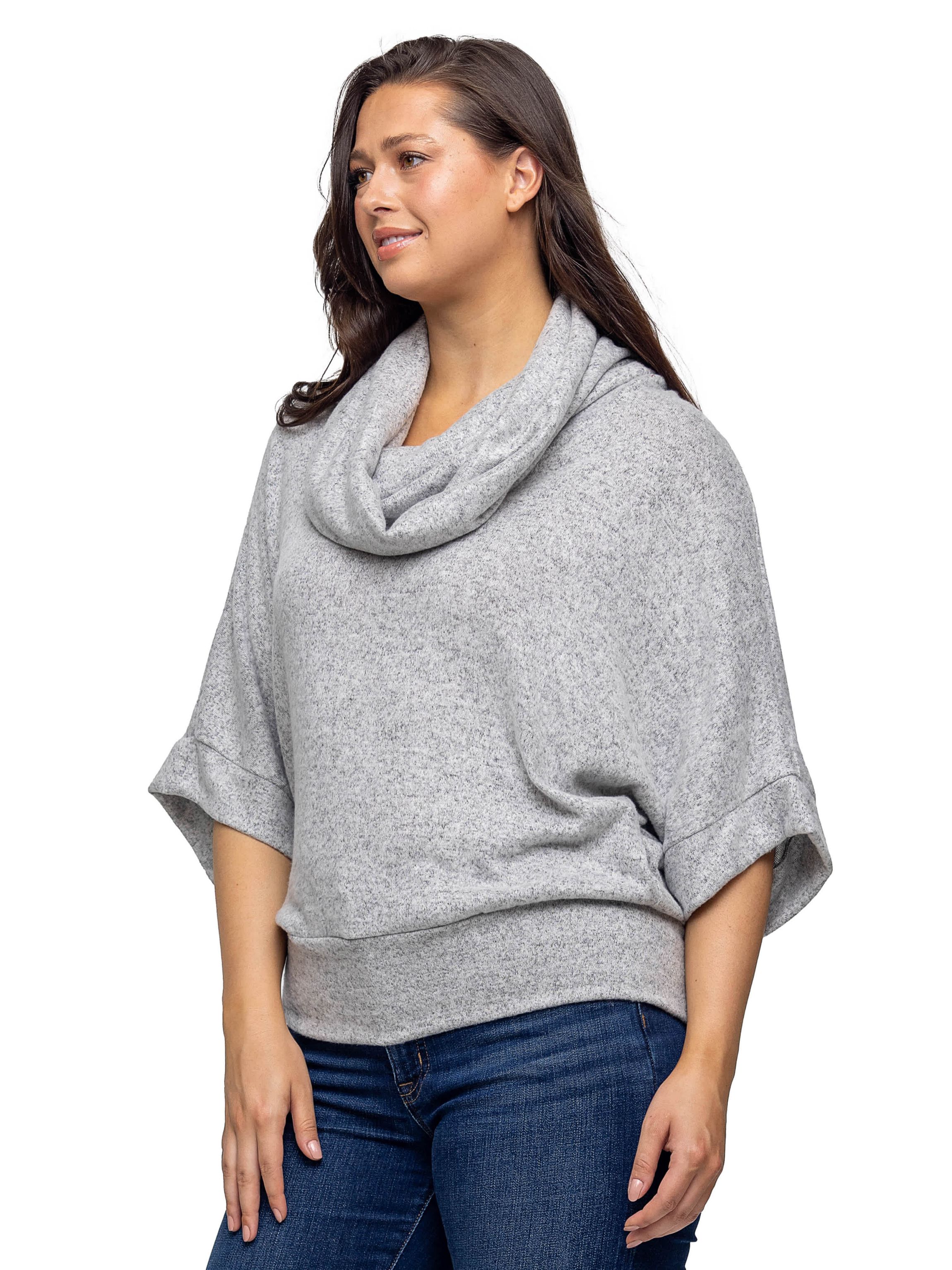 Womens Cowl Neck Dolman Sleeve Sweater Top