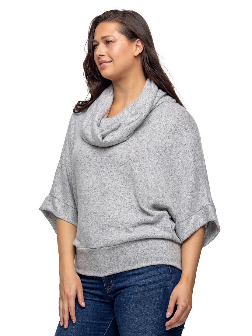 Womens Cowl Neck Dolman Sleeve Sweater Top
