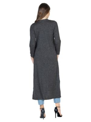 Long Duster Open Front Knit Cardigan