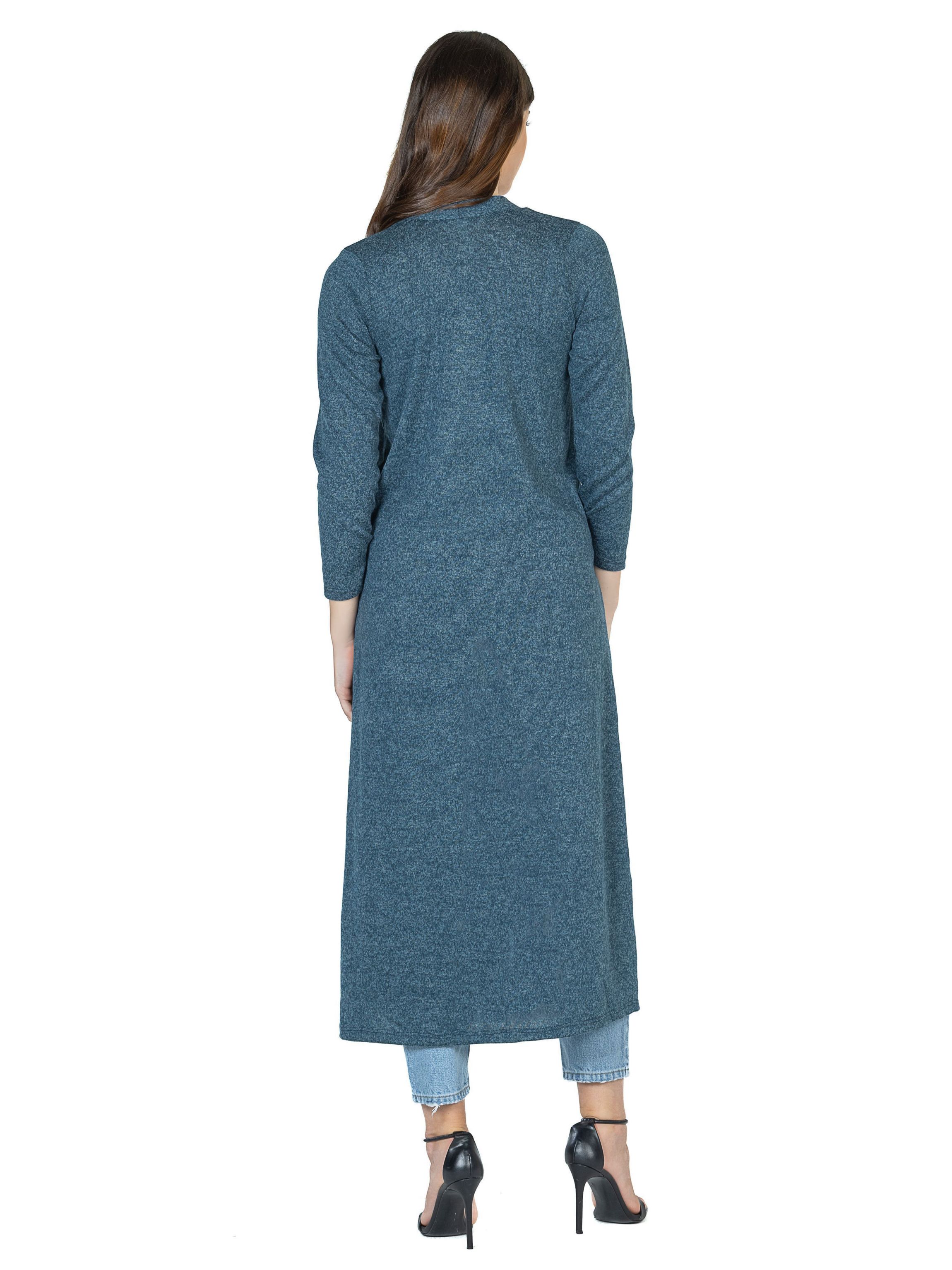 Long Duster Open Front Knit Cardigan