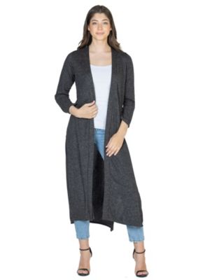 Long Duster Open Front Knit Cardigan